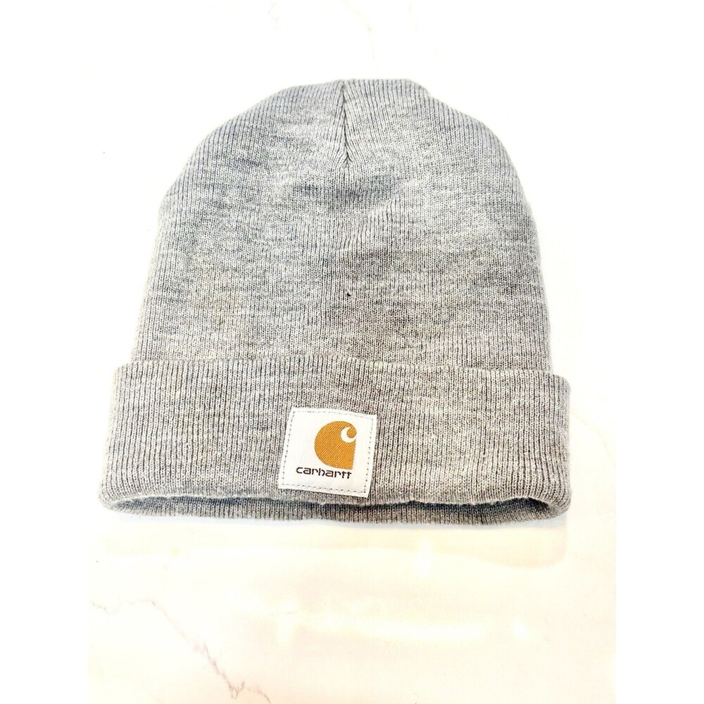 Carhartt Beanie Heather Grey Acrylic Knit‎ Logo Patch Watch Hat A18 HGY OSFA